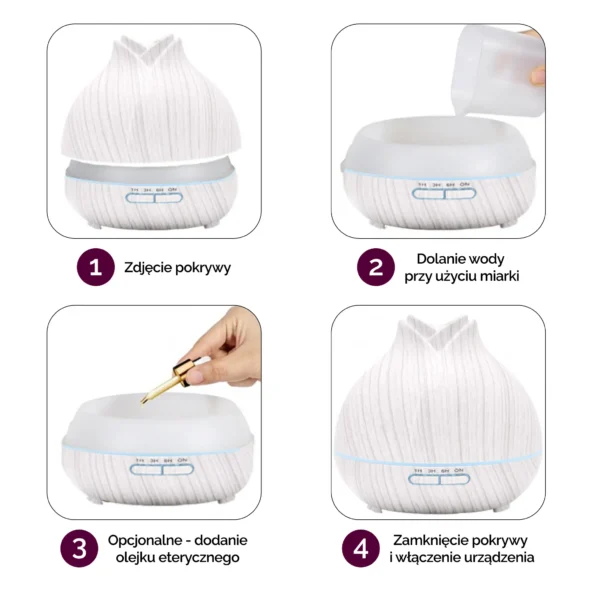 Nawilżacz powietrza Aroma Elegance Light 550 ml – dyfuzor zapachowy + gratis olejek eteryczny - obrazek 6